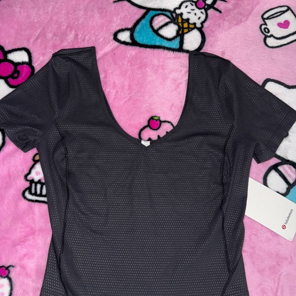 Lululemon Align Tee T-Shirt size 6 Polka Squat Emboss Black PSQB